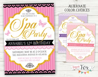 Spa Party Invitation / Spa Birthday Party Invitation / Spa Party Invite / Elegant Spa Party Invitation / Manicure Pedicure Party / PRINTABLE