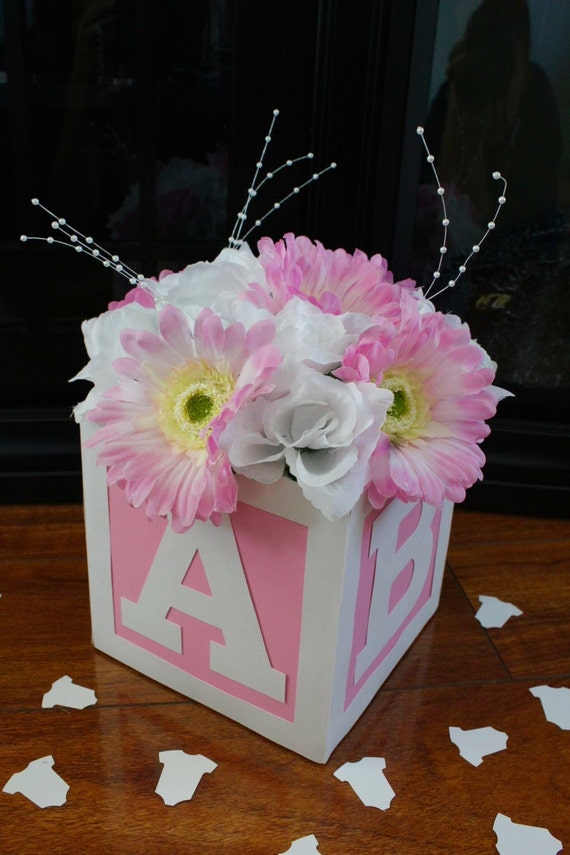 ABC Block Baby Girl Shower PINK Centerpiece by BellaDesignsByLisa