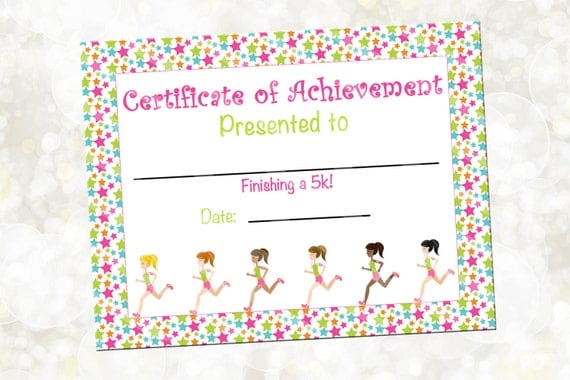 Running Certificate Running Award 5k Award YOU Print