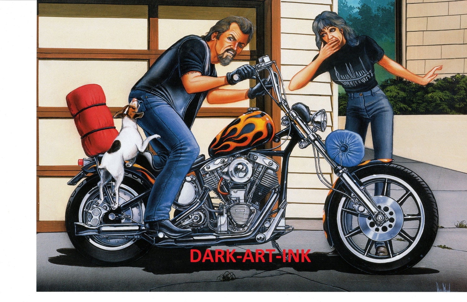 David Mann Motorcycle Art Poster Down Spot Down by darkartink