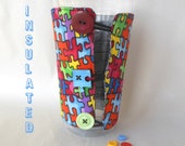 Autism awareness puzzle piece Coffee sleeve, Insulated fabric cup cozy, Travel mug coozie, Parent, Teacher coffee gift Autism awareness puzzle piece Coffee sleeve, Insulated fabric cup cozy, Travel mug coozie, Parent, Teacher coffee gift