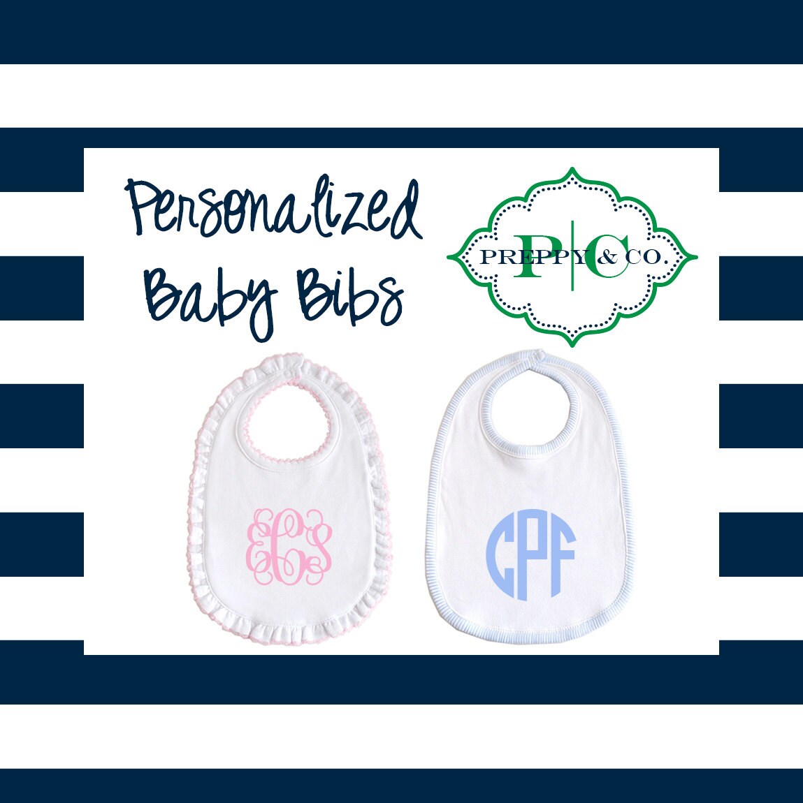 Personalized Baby Bib Monogram Baby Gift Customize by PreppyCo