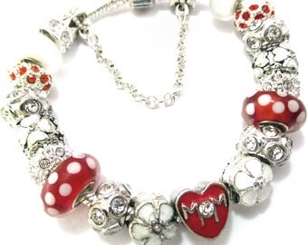 Authentic Pandora Bracelet, Sterling Silver, Mom Charm, Or choose, Plated Euro style Bracelet, Both with, Non Branded Beads & Charms, RWS520