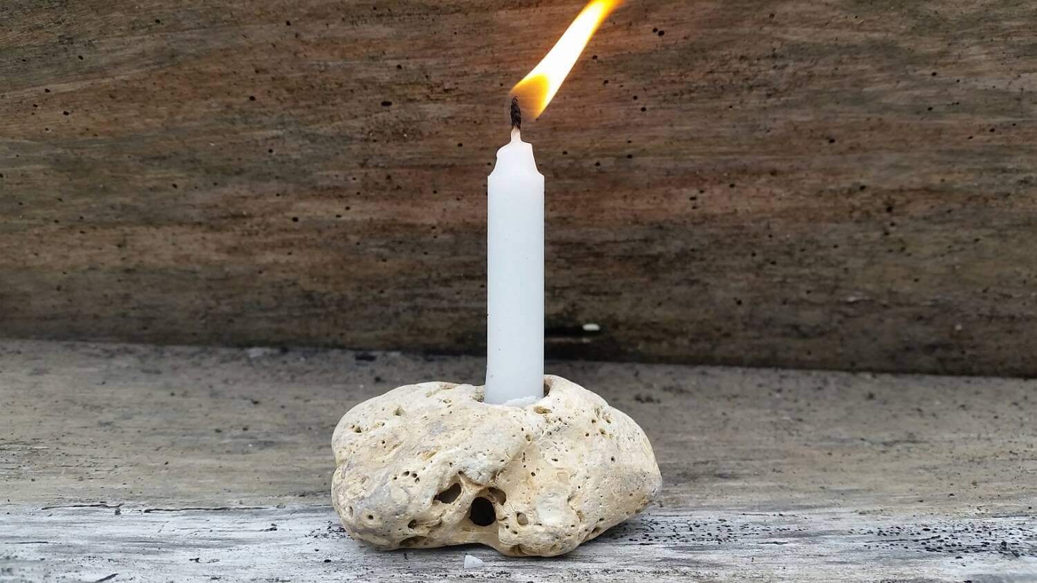 Natural stone candle holder holey stone naturally holed