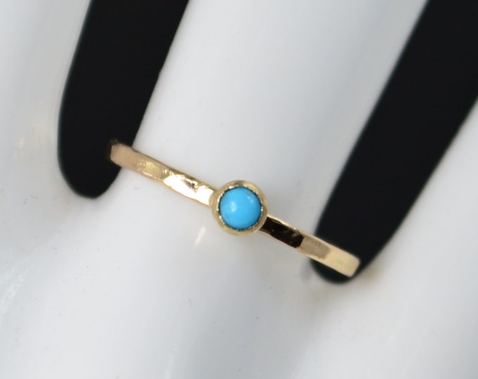 14k Gold Filled Turquoise Ring, 3mm gold solitaire, solitaire ring, 14k Gold, December Birthstone, Mothers RIng, Gold Filled band, gold