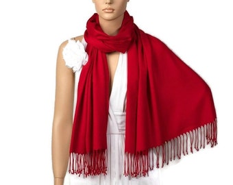 Red Shawl, Wedding Shawl, Red Pashmina, Bridesmaid Shawl, Bridesmaid Gift, Bridal Accessories, Wedding Wrap, Solid Color Scarf,Wedding Scarf