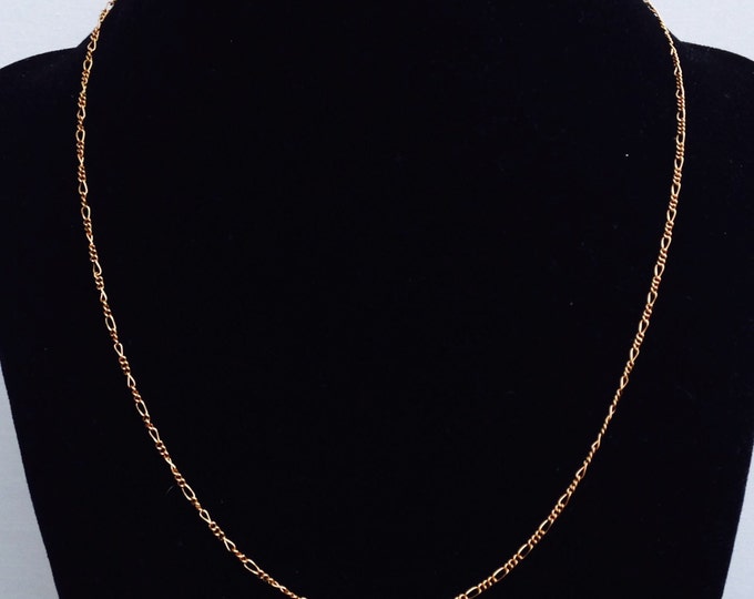 Storewide 25% Off SALE Vintage 14k Yellow Gold Alternating Link Designer Necklace Featuring Elegant Style Finish
