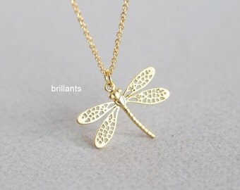 Dragonfly necklace, Insect necklace, Bridesmaid jewelry, Everyday necklace, Wedding necklace