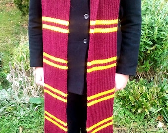 Harry Potter scarf, Gryffindor scarf, high quality, extra wide, extra long, Harry Potter gift, Harry Potter clothing, ribbed scarf, Hogwarts