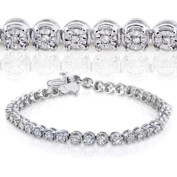 Round Illusion Set Diamond Tennis Bracelet 1/2 Carat ctw in