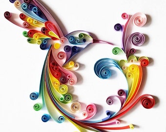 Quilled Paper Art: "Colourful Hummingbird" - Handmade Artwork - Paper Wall Art - Home Decor - Wall Decor - Home Decoration - Quilled Art