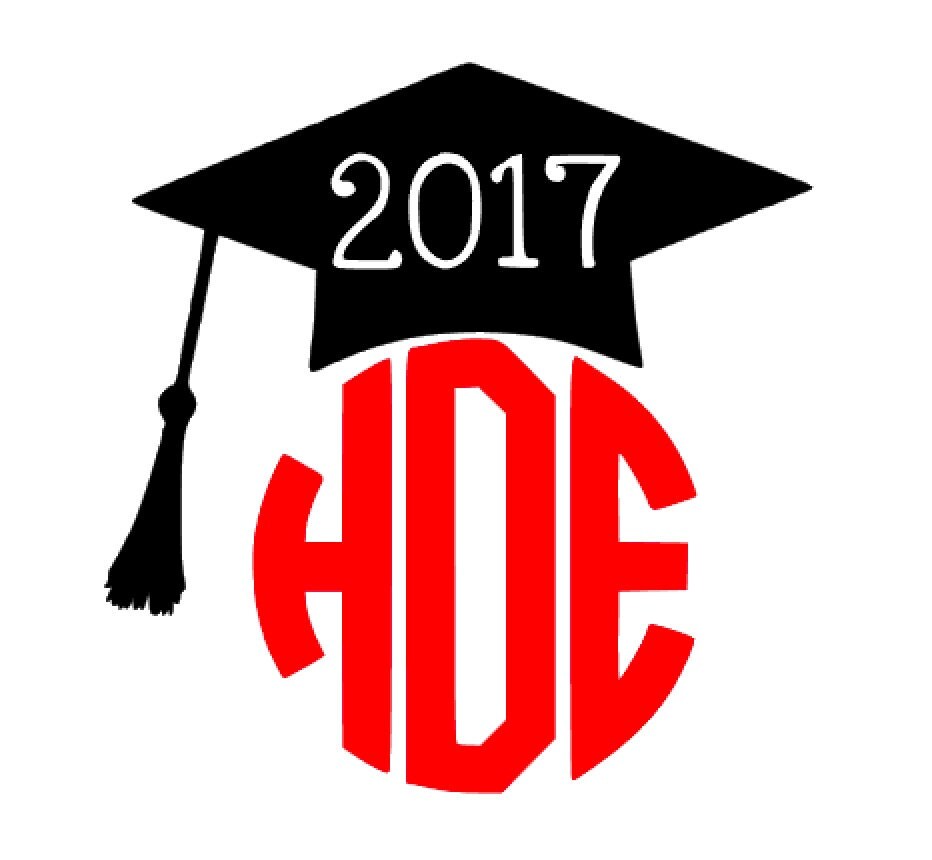 Graduation Cap Monogram Decal