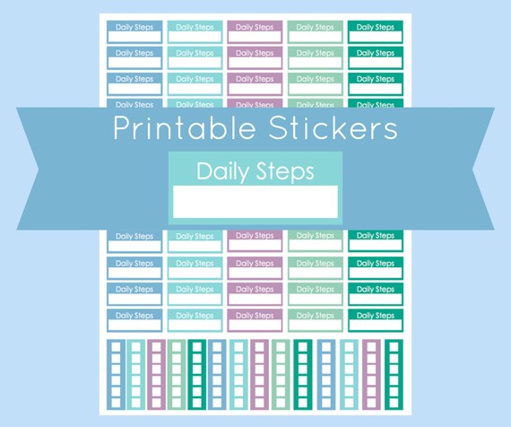 Daily Steps Planner Stickers Printable Planner Stickers