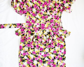ALBERT NIPON Floral Silk Blouse Skirt Vintage, Mint, Sz 12