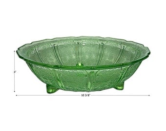 Jeannette Cherry Blossom Green 3 Footed Console Bowl