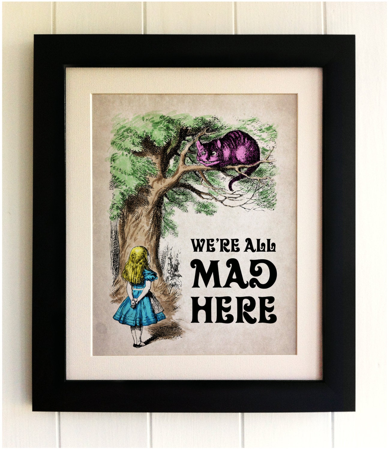 FRAMED Alice in Wonderland Print Alice with the Cheshire