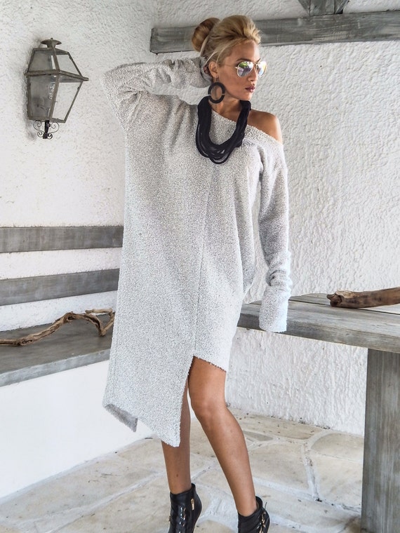 Winter Warm Wool Boucle Dress Tunic / Asymmetric Plus Size