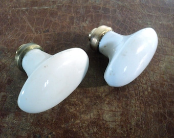 French Vintage Porcelain Knobs Handles Fixture, Ceramic Knob, Shabby Chic, Furniture Door, French Rustic, White Porcelain Brass Door Knob