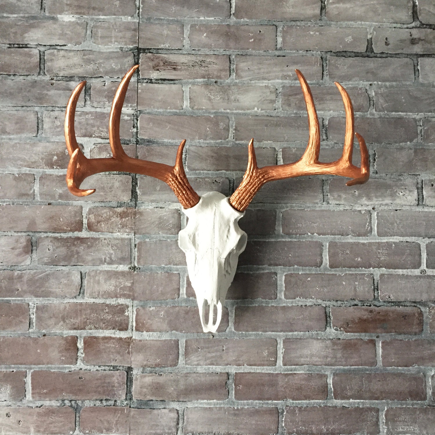 ANY COLOR Faux Deer Skull Wall Mount // Copper & White Faux