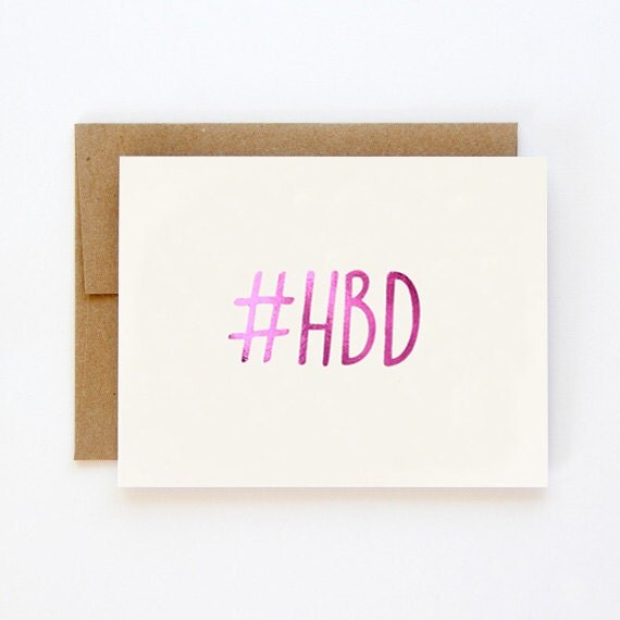 Happy Birthday HBD Hot Pink Foil Card