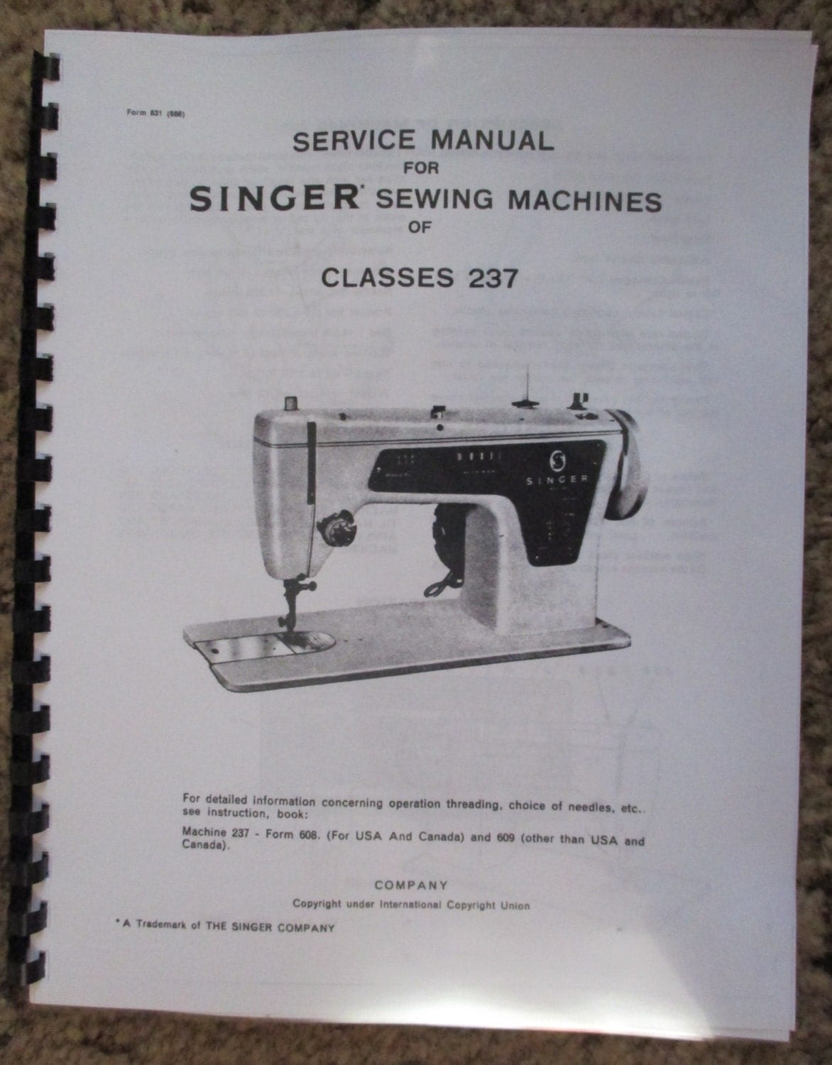 singer sewing machine model 237