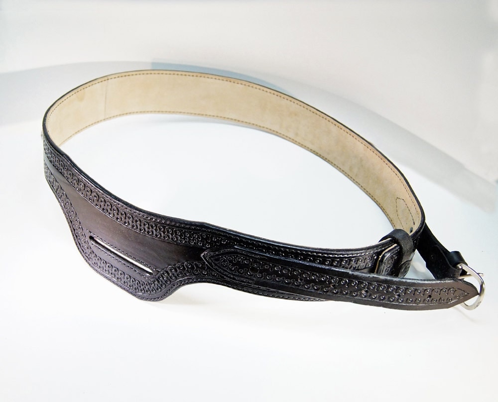 Leather Gun Belt Handmade Genuine Leather Black