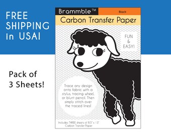 Carbon Transfer Paper for Image Transfer onto Fabric, Paper, or Wood - Black Carbon Paper, Transfer Embroidery Patterns, Transfer on Wood