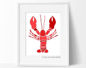 lobster print in red printable wall art for beach kitchen restaurant decor or - Kitchen Wall Decorations lobster print in red printable wall art for beach kitchen restaurant decor or - Kitchen Wall Decorations