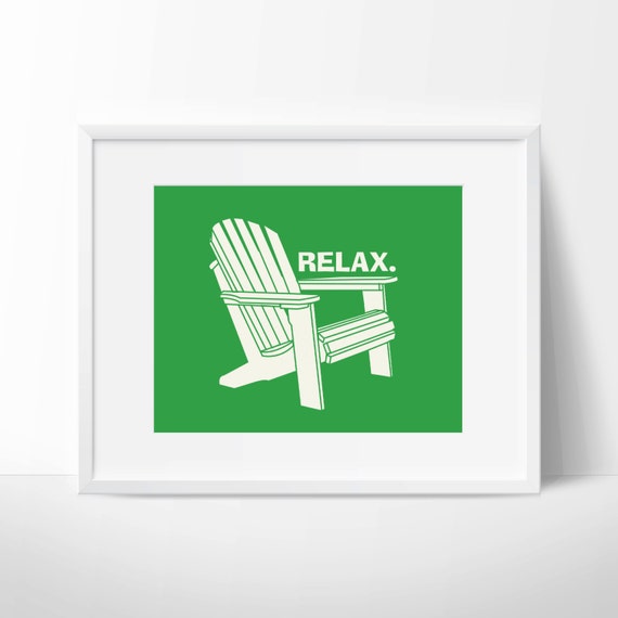 Green Adirondack Chair Print: Digital Printable Art for Beach 