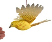 Hand Carved Wooden Fan Bird Yellow Warbler, Woodland Mobile Woodworking Art, Handmade Hanging Bird Décor, Gift for Mom, For Dad, For Teacher Hand Carved Wooden Fan Bird Yellow Warbler, Woodland Mobile Woodworking Art, Handmade Hanging Bird Décor, Gift for Mom, For Dad, For Teacher