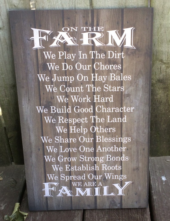 On The Farm Farm Rules Wood Sign Canvas Wall Hanging Canvas