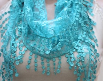 Green scarf - Summer scarf - woman scarf - scarves - lace scarf - gift scarf - Hair accessories - woman accessories - gift - scarves - gift