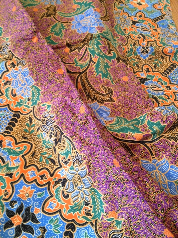 2 Yards Malaysian Batik Fabric Lightweight Cotton Floral Print by ...