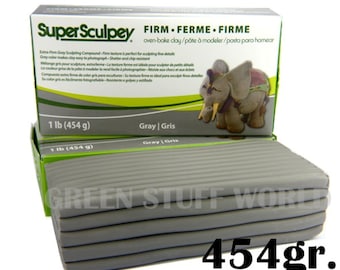 Super Sculpey Grey FIRM - 1 pound (454gr.) - Oven Bake Sculpting Polymer Clay