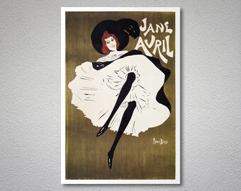 Jane Avril Vintage Entertainment Poster by Mauris Biais - Poster Print, Sticker or Canvas Print