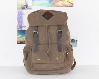 Brown Canvas Backpack