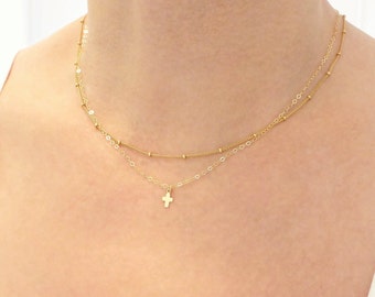 Gold Cross Necklace + Rose Gold Necklace + Satellite Necklace + Gold Layered Necklace + Layered Necklace Gold