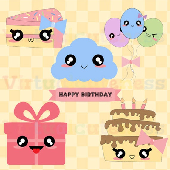 Kawaii Birthday Clipart Cute Bday Clip Art Planner Digital