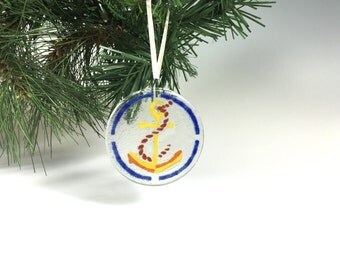 Anchor Ornament Fused Glass