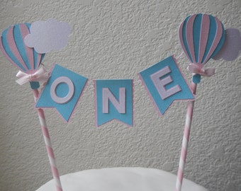 Hot Air Balloon Cake Topper Birthday Bunting - Cake Topper Paper straw