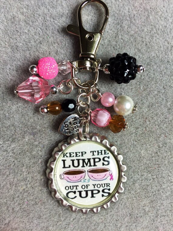 Breast Cancer Beaded Bottle Cap Keychain... Breast Cancer Awareness