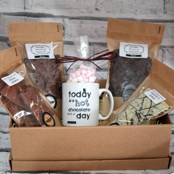 Drinking Chocolate gift set including mug milk and dark