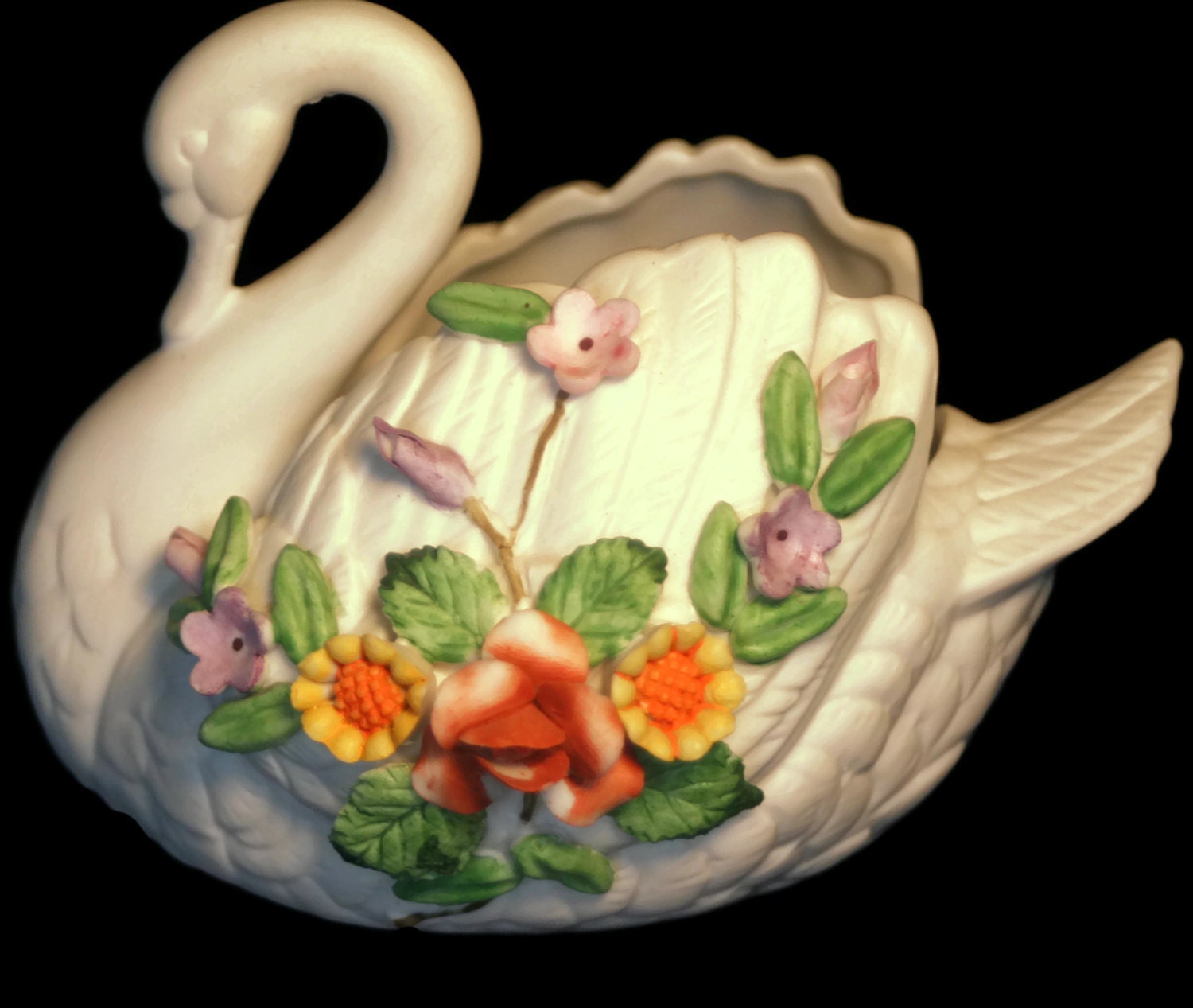 Vintage Lefton Swan Figurine Vase Vintage by VintageCastaways