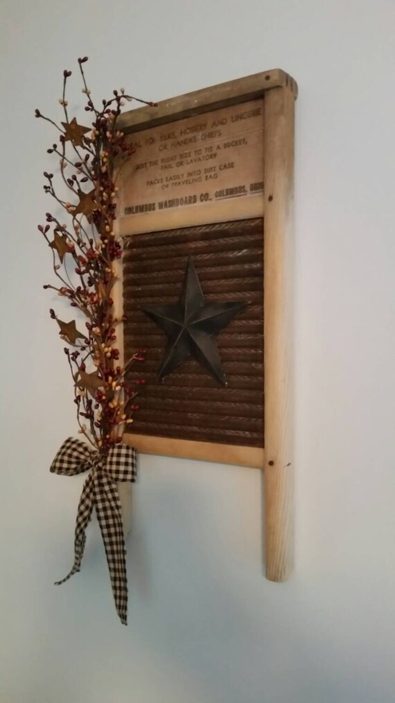 Small Rustic Primitive Vintage Washboard Decor