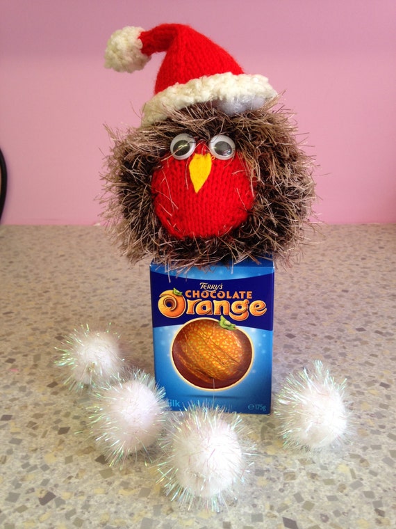 Items similar to Christmas decoration robin hand design knitting pattern cosy orange chocolate ...
