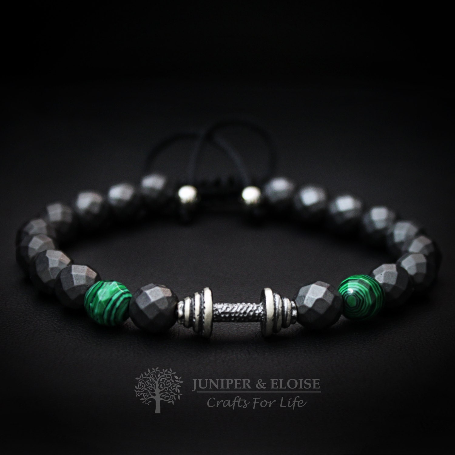 Mens Bracelet Barbell charm bracelet Dumbbell by JUNIPERANDELOISE