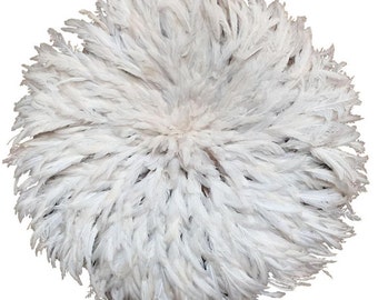Juju Hat|Authentically Hand Woven Feather Headdress And Wall Décor – 31 Inches | NATURAL WHITE
