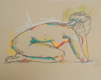 Original Nude Art Drawing Female Nude Life Drawing Figure Study Nude Drawing Original Art Female Form Naked Art Graphite Pencil Abstract Art