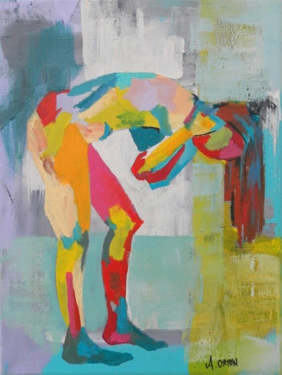 Original Painting-Male Nude-Figurative-Mixed