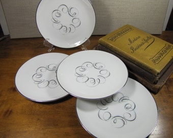 Vintage Style House Fine China - Rhythm Pattern - Bread and Butter Plates - Set of Four (4)